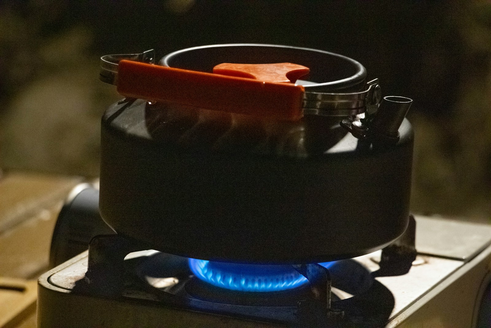 Photo by Yanping Ma A stove with a blue flame on top of it